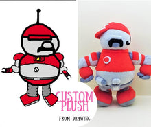 Load image into Gallery viewer, Custom robot plush from child drawing home decor