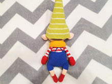 Load image into Gallery viewer, Christmas elf toy crochet in removable hat, scarf and mittens