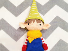 Load image into Gallery viewer, Christmas elf toy crochet in removable hat, scarf and mittens