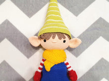 Load image into Gallery viewer, Christmas elf toy crochet in removable hat, scarf and mittens