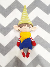 Load image into Gallery viewer, Christmas elf toy crochet in removable hat, scarf and mittens