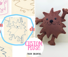 Load image into Gallery viewer, Custom plush from kids drawing
