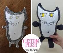 Load image into Gallery viewer, Custom plush from kids drawing
