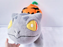 Load image into Gallery viewer, Custom Bulbasaur plush with pumpkin
