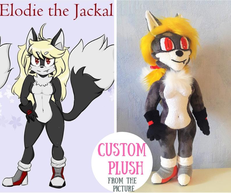 Custom plush from the picture Elodie the Jackal home decor