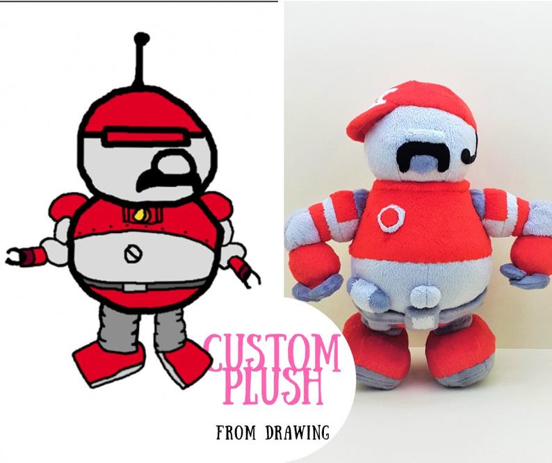 Custom robot plush from child drawing home decor