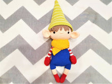 Load image into Gallery viewer, Christmas elf toy crochet in removable hat, scarf and mittens
